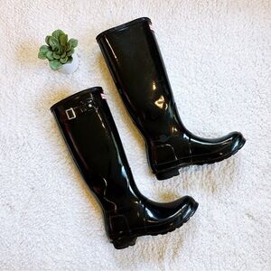 Glossy black Hunter boots